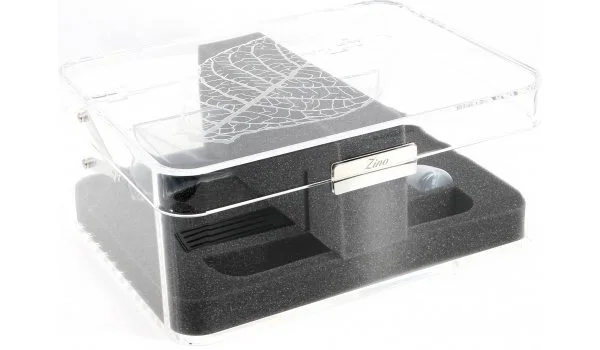 Humidor acrilic transparent Zino, model cu frunză de tutun