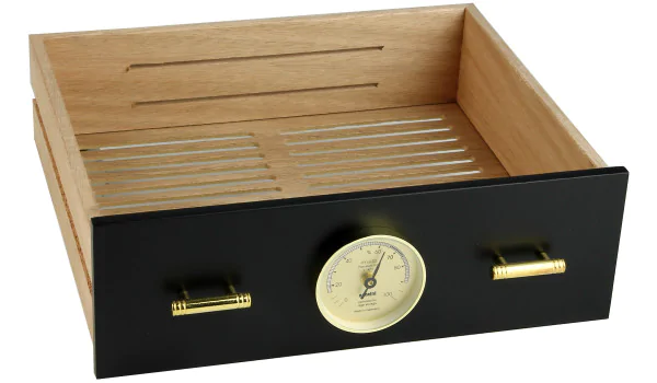 Sertar pentru adorini Humidor Chianti medium negru cu gaura pentru higrometru imagine 5